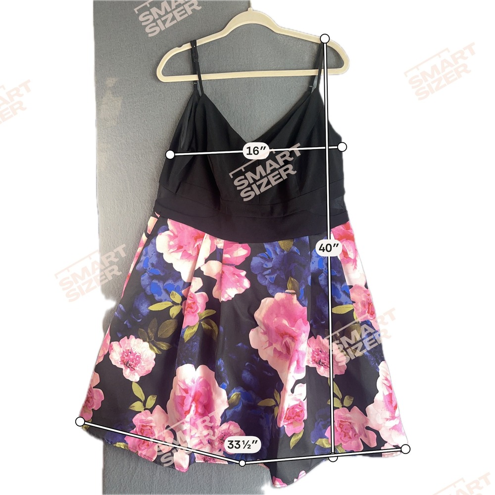 B. Darlin Plus Size 20W Floral Skater Dress Black Pink Blue V-Neck T26Y8829 - Picture 8 of 16